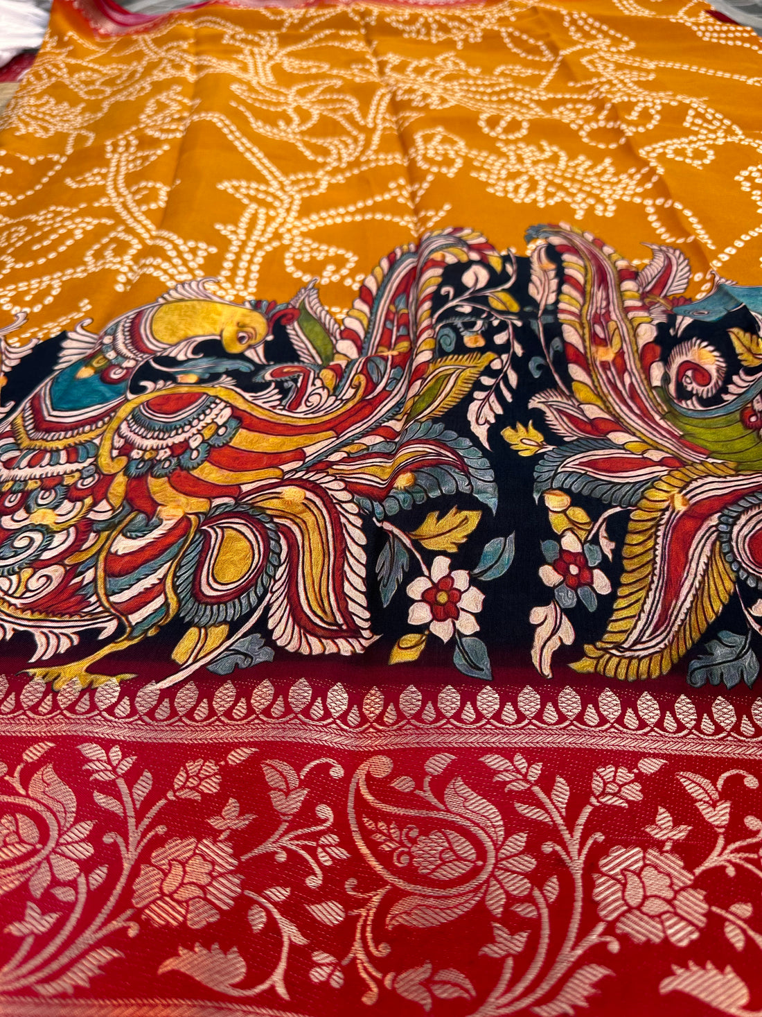 Dola crepe with kalamkari design