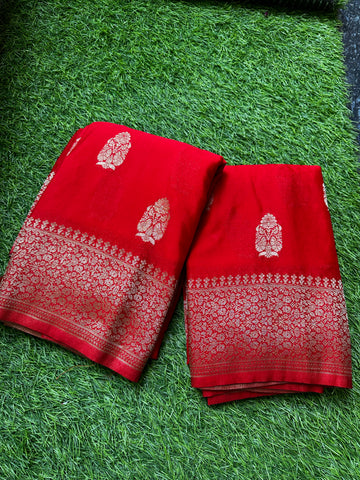 Red big butta saree