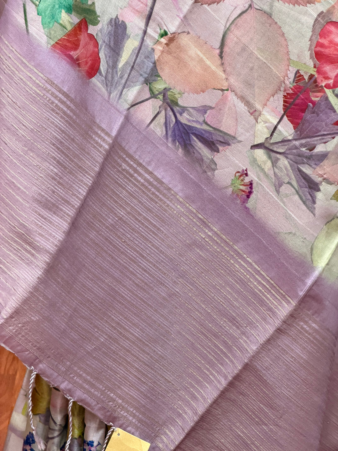 Pastel matka tusser saree with floral print