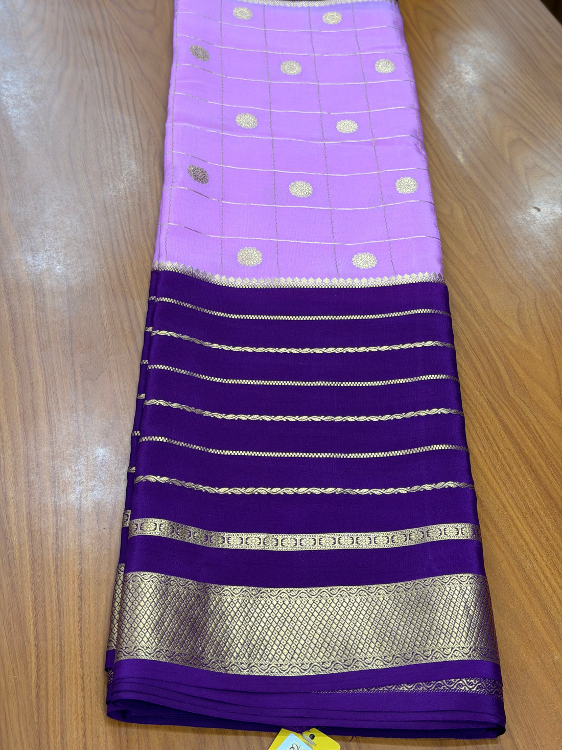 Lotus pink and purple pure crepe Mysore silk sarees