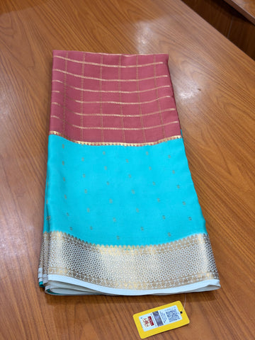 Pastel pink and blue crepe Mysore silk sarees