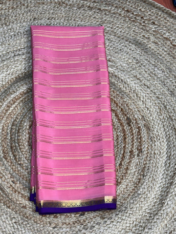 Onion pink with purple pure crepe Mysore Silk sarees 110 gsm