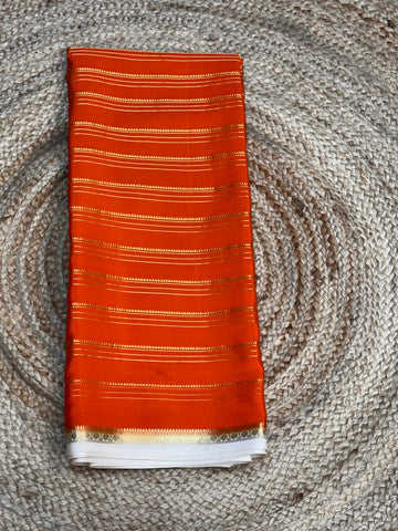 Orange and white pure crepe Mysore Silk sarees 110 gsm