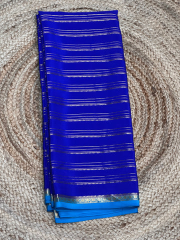 Royal blue with blue pure crepe Mysore Silk sarees