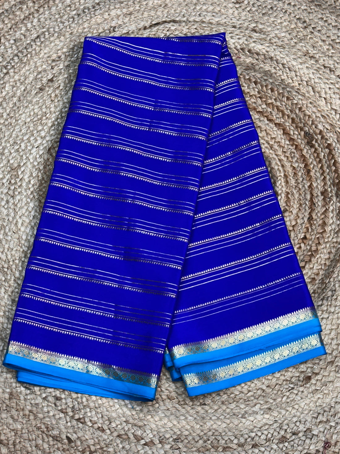 Royal blue with blue pure crepe Mysore Silk sarees