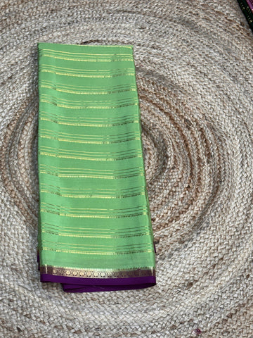 Pastel green and purple pure crepe Mysore Silk sarees 110 gsm