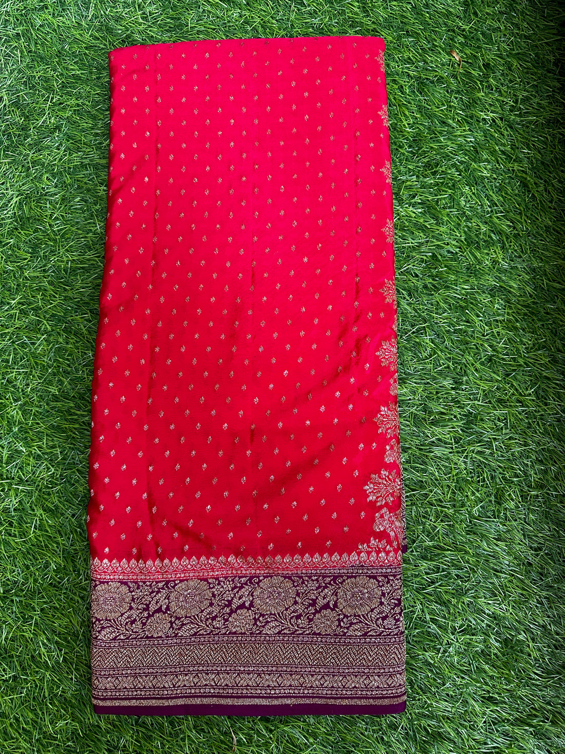 Pink with Mejentha pure crepe Banaras