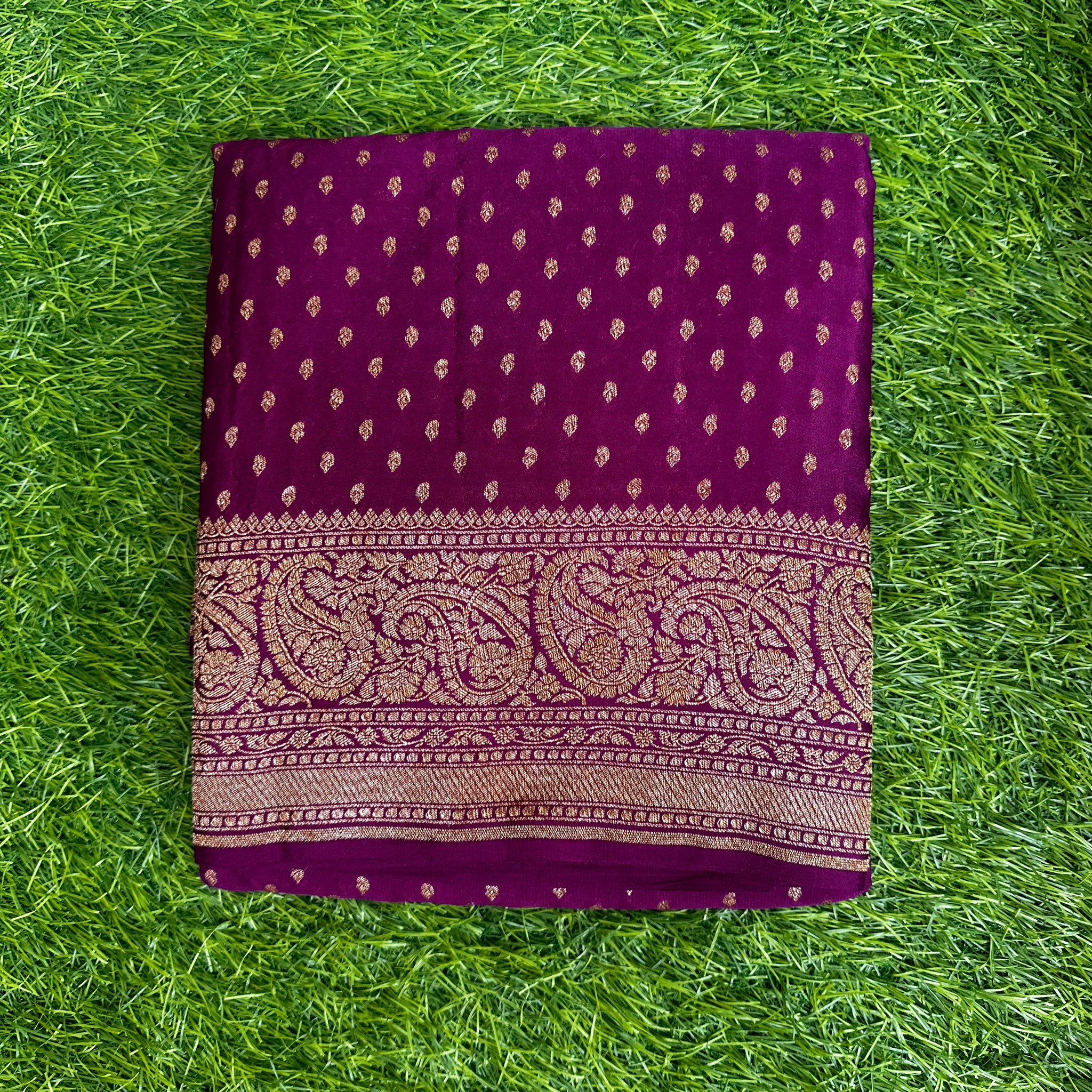 Maroon pure crepe Banaras