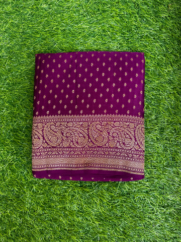 Maroon pure crepe Banaras