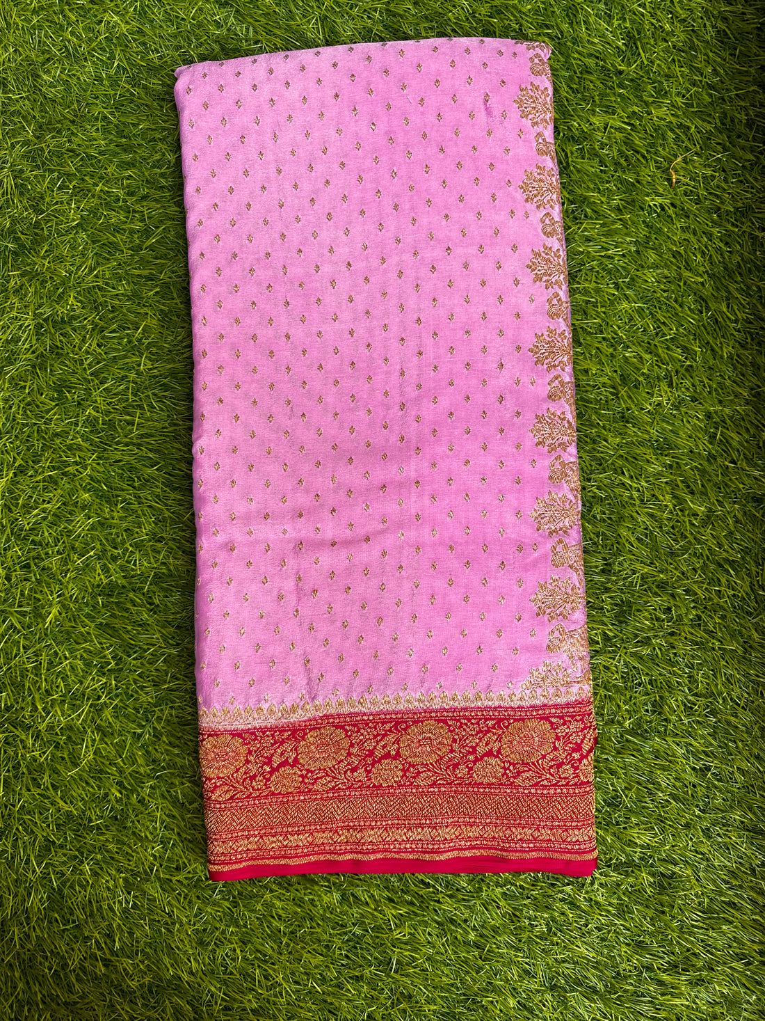 Baby pink pure crepe Banaras