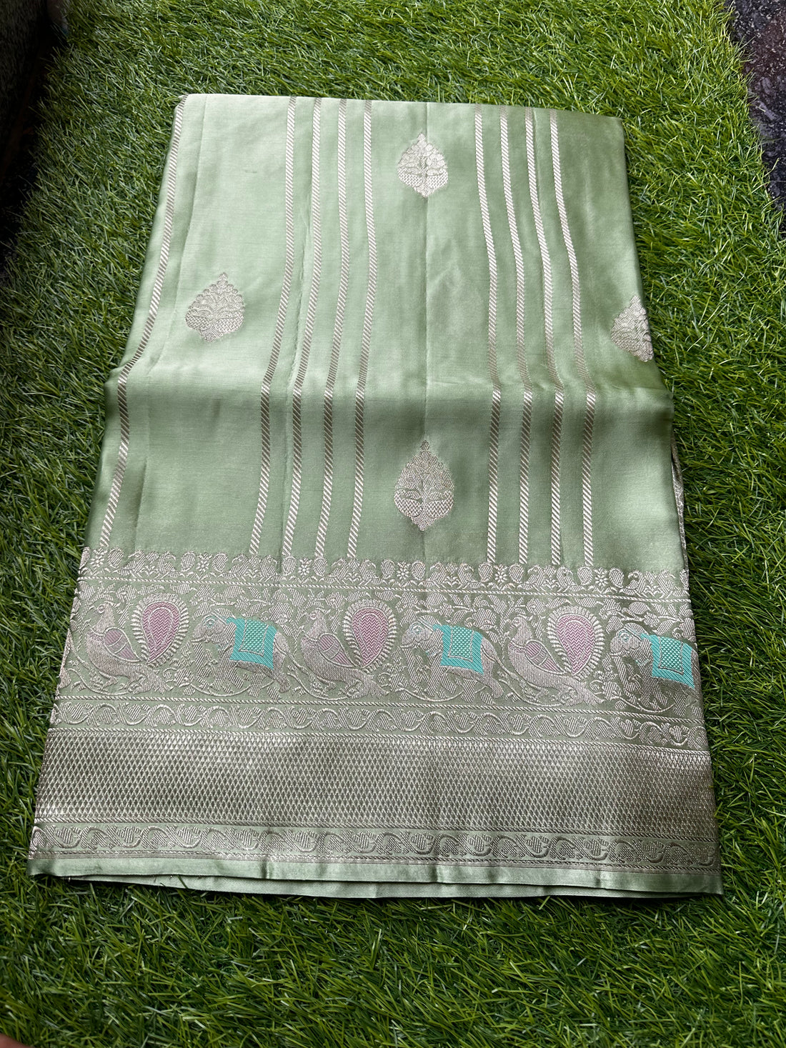 Pure satin silk in pastel green