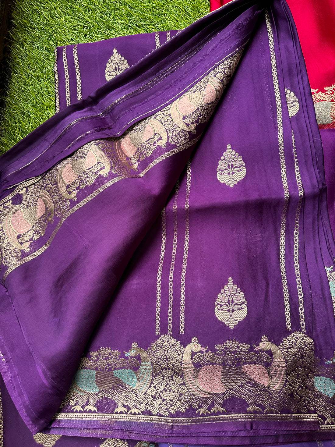 Pure satin silk in purple shade