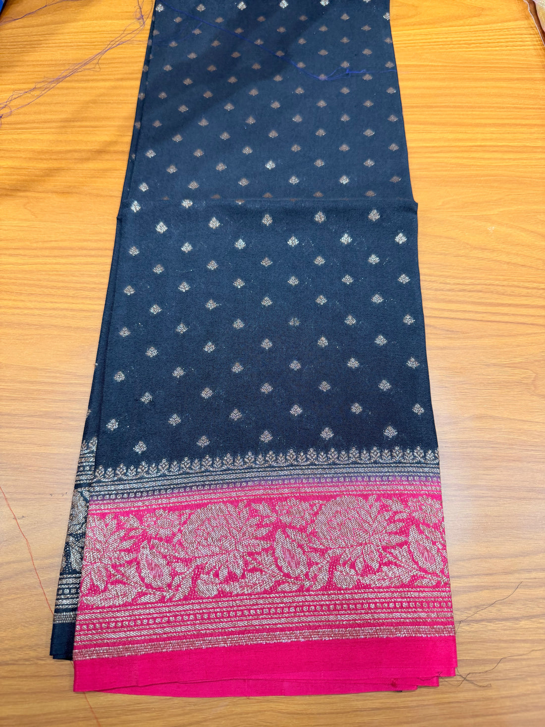 Blue pink contrast Banarasi blouse