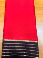 Red and brown crepe Mysore silk