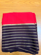 Red and brown crepe Mysore silk