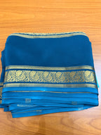 Sky blue and peacock blue Pure Mysore silk crepe - spray dying
