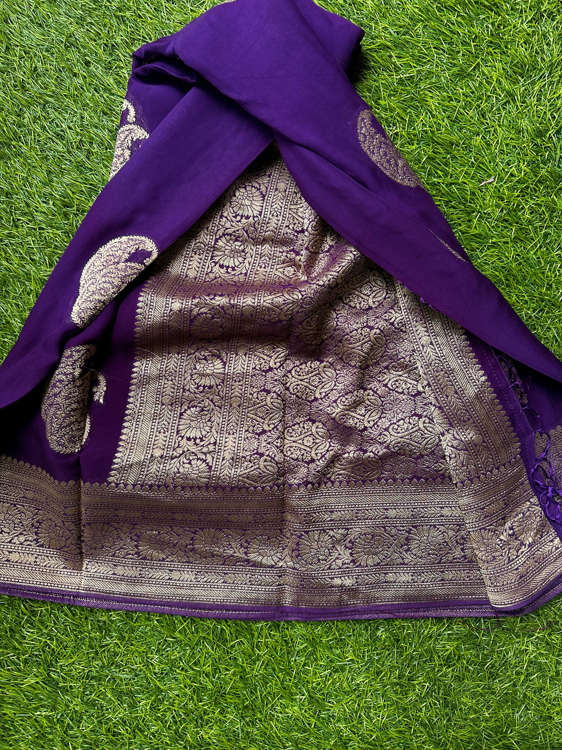 Purple Viscose georgette with Mango butta