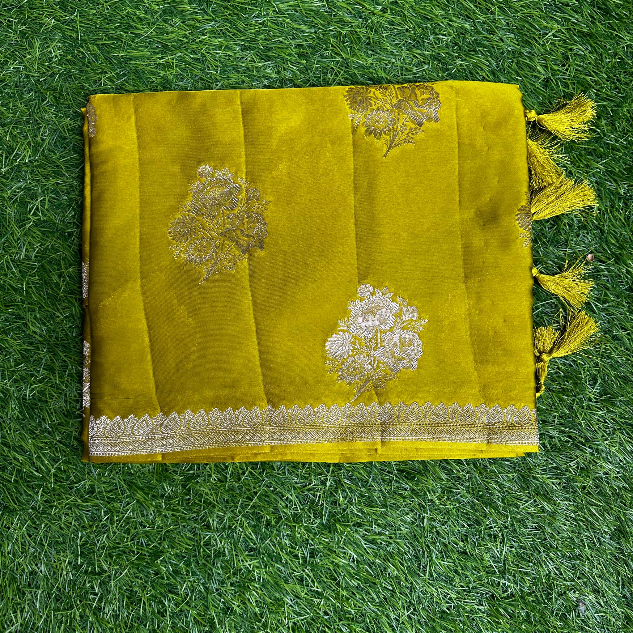 Yellow Pure satin silk