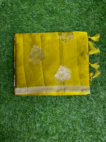 Yellow Pure satin silk