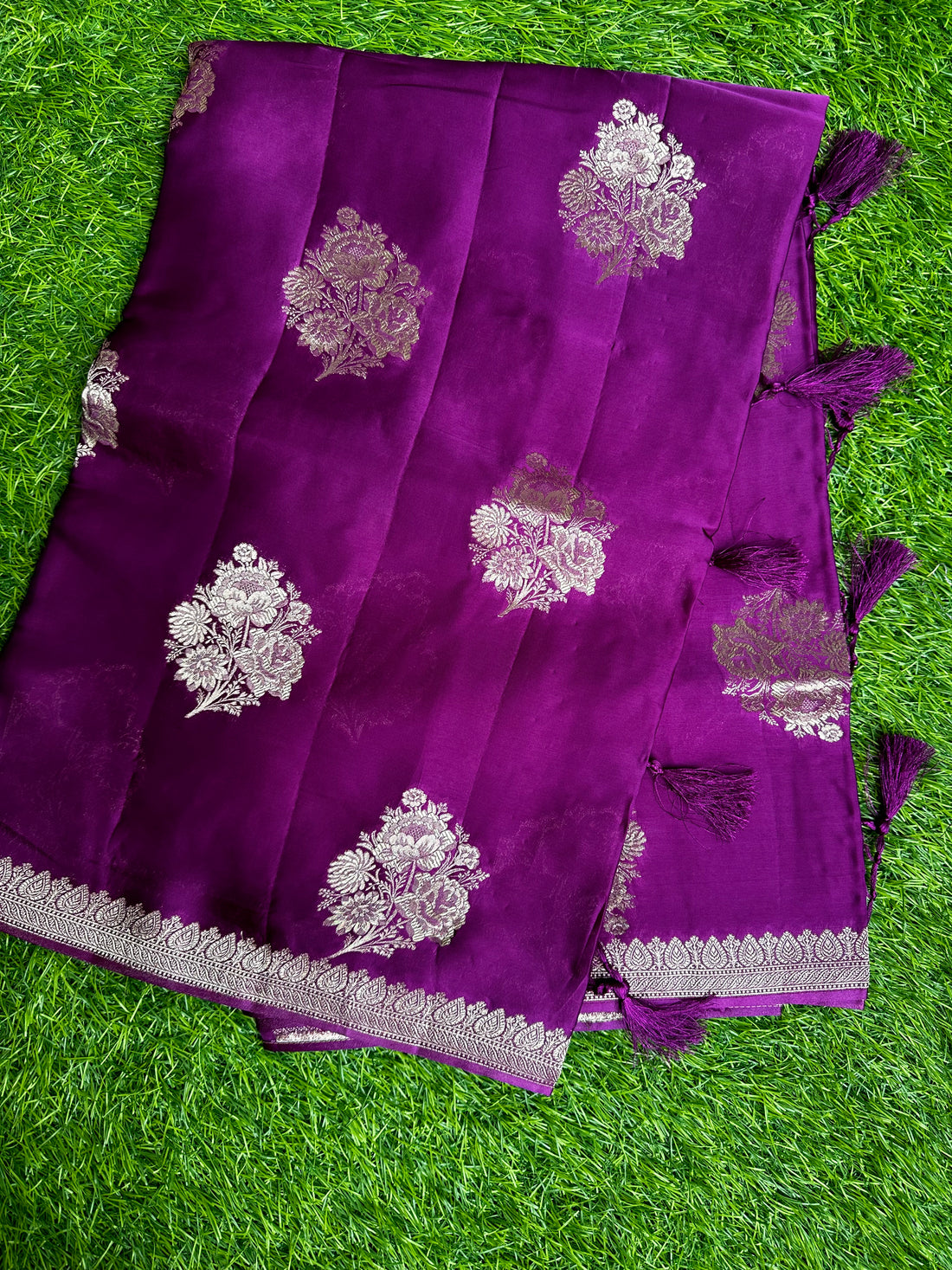 Purple pure satin silk