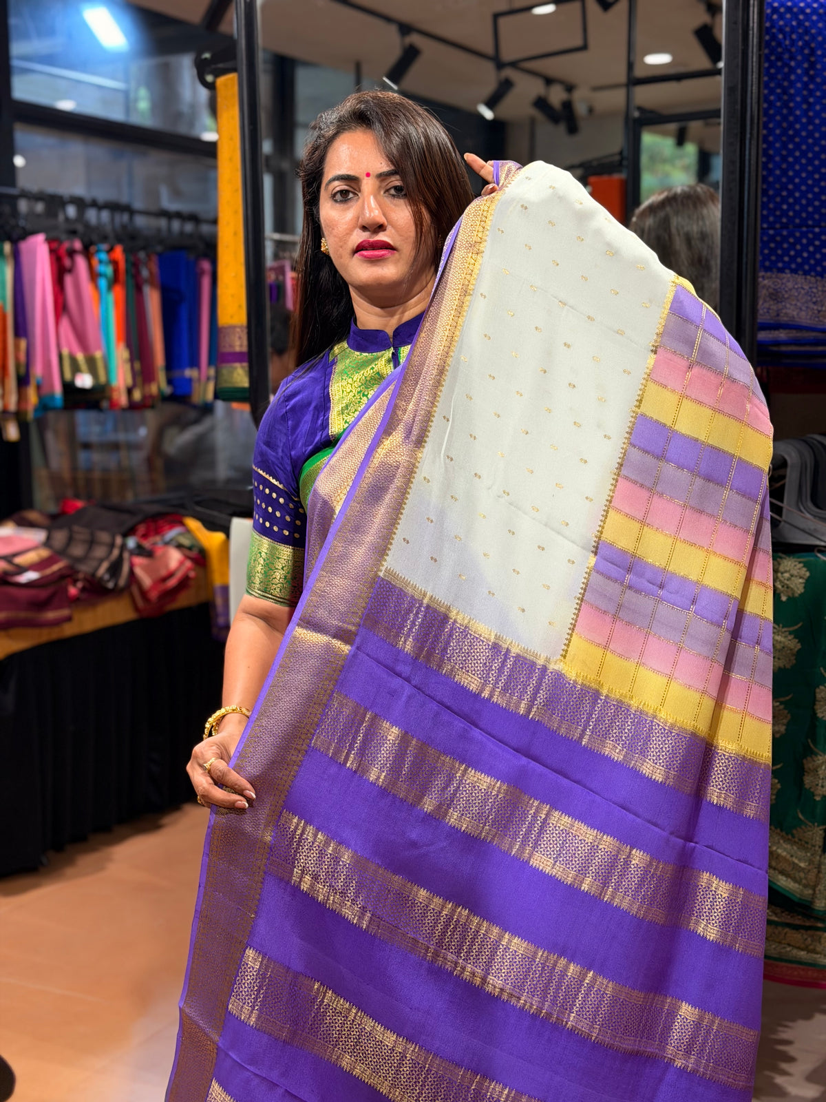 Rankat pattern pure crepe Mysore silk sarees