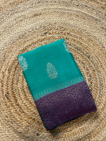 Blue with purple soft crepe big butta