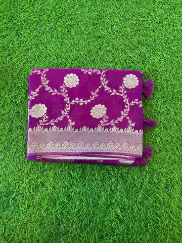 Wine pure satin silk with jaal pattern